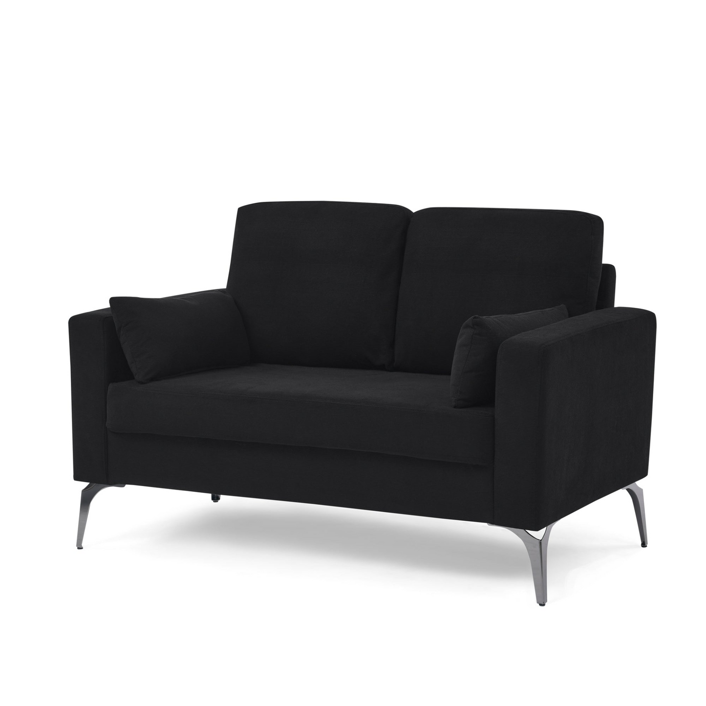 3 Piece Living Room Sofa Set, including 3-Seater Sofa, Loveseat and Sofa Chair, with Two Small Pillows, Corduroy Black