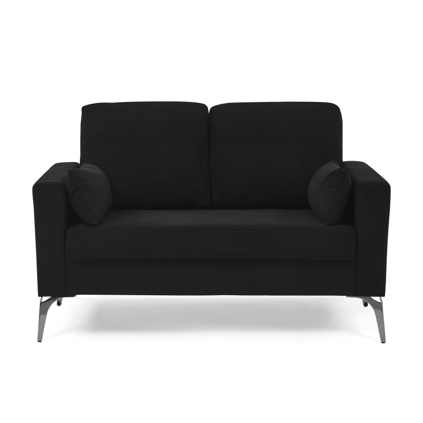 3 Piece Living Room Sofa Set, including 3-Seater Sofa, Loveseat and Sofa Chair, with Two Small Pillows, Corduroy Black