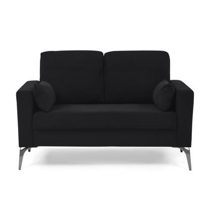 3 Piece Living Room Sofa Set, including 3-Seater Sofa, Loveseat and Sofa Chair, with Two Small Pillows, Corduroy Black