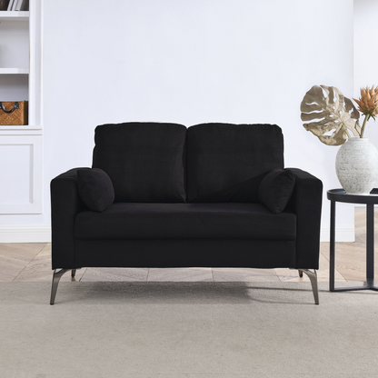 3 Piece Living Room Sofa Set, including 3-Seater Sofa, Loveseat and Sofa Chair, with Two Small Pillows, Corduroy Black