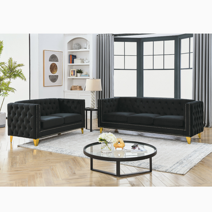 3-seater + 2-seater Combination sofa.BLACK VELVET