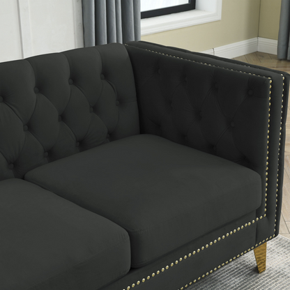 3-seater + 2-seater Combination sofa.BLACK VELVET