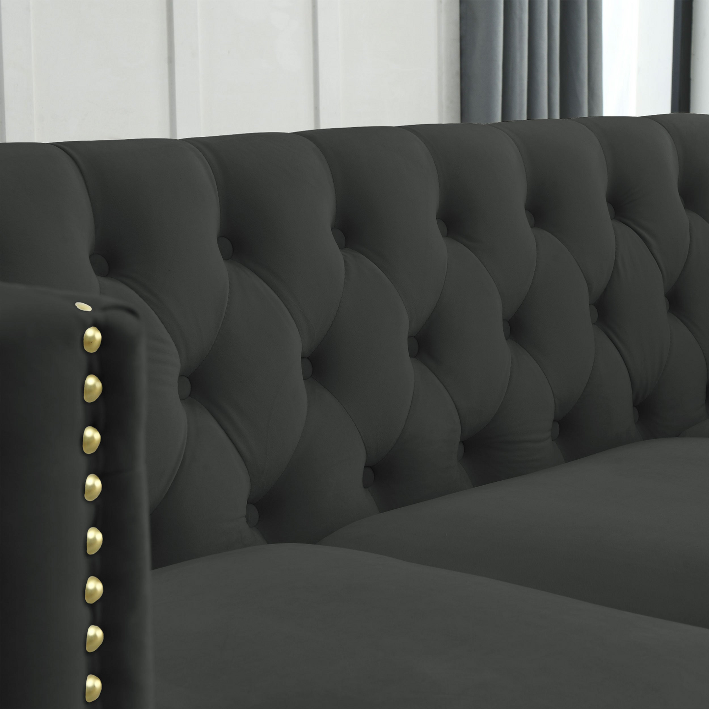 3-seater + 2-seater Combination sofa.BLACK VELVET