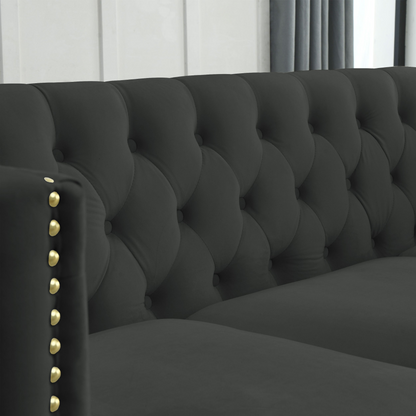 3-seater + 2-seater Combination sofa.BLACK VELVET