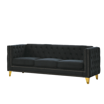 3-seater + 2-seater Combination sofa.BLACK VELVET