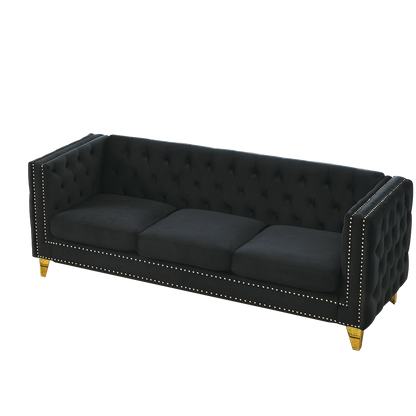 3-seater + 2-seater Combination sofa.BLACK VELVET