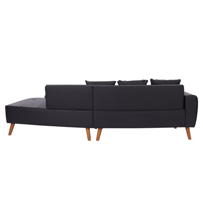 107" Contemporary Sofa Stylish Sofa Couch with a Round Storage Ottoman and Three Removable Pillows for Living Room, Black