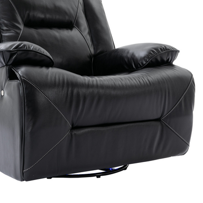 3 Seater Home Theater Recliner Manual Recliner Chair with a LED Light Strip Two Built-in Cup Holders for Living Room,Bedroom, Black