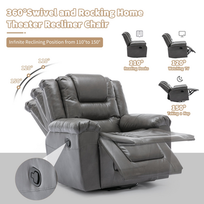 2 Seater Home Theater Recliner Manual Recliner Chair with a Storage Box and Two Cup Holders for Living Room,Bedroom, Grey