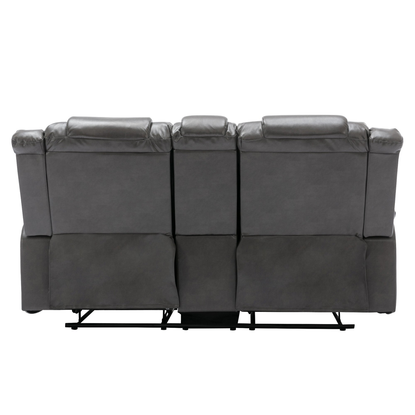 2 Seater Home Theater Recliner Manual Recliner Chair with a Storage Box and Two Cup Holders for Living Room,Bedroom, Grey