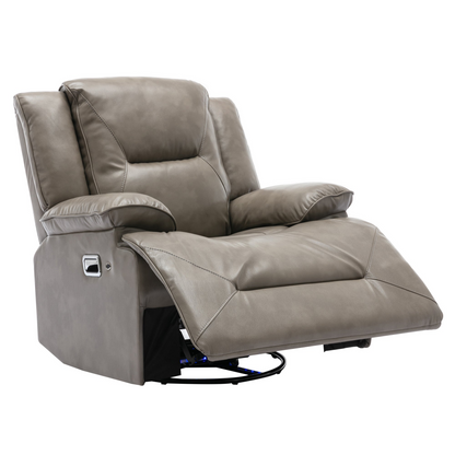 360° Swivel and Rocking Home Theater Recliner Manual Recliner Chair with a LED Light Strip for Living Room,Bedroom, Grey