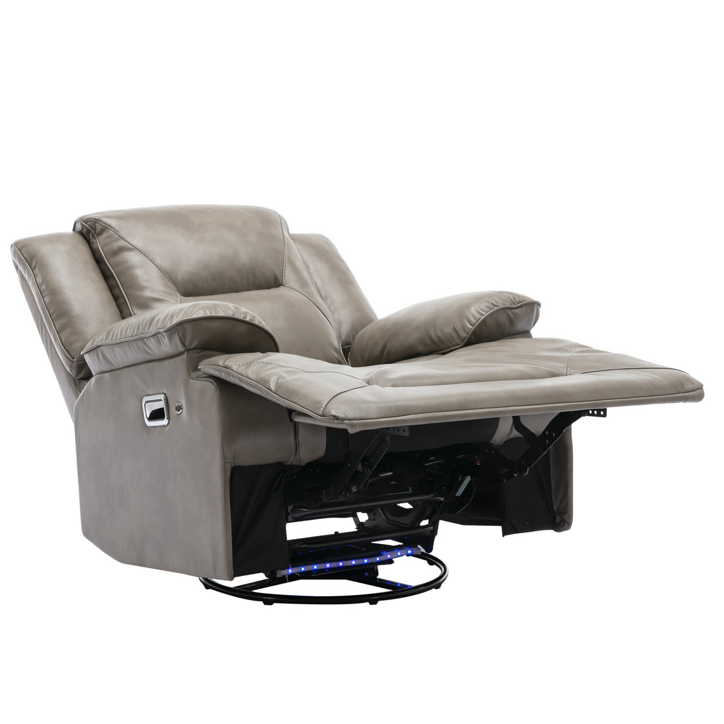 360° Swivel and Rocking Home Theater Recliner Manual Recliner Chair with a LED Light Strip for Living Room,Bedroom, Grey