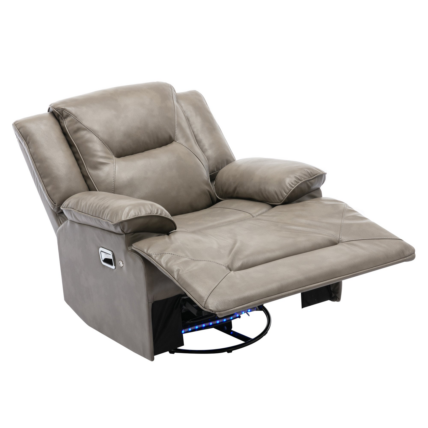 360° Swivel and Rocking Home Theater Recliner Manual Recliner Chair with a LED Light Strip for Living Room,Bedroom, Grey