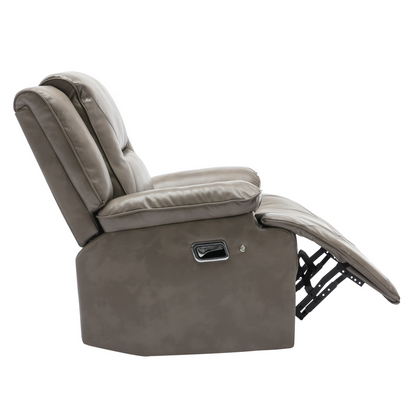 360° Swivel and Rocking Home Theater Recliner Manual Recliner Chair with a LED Light Strip for Living Room,Bedroom, Grey