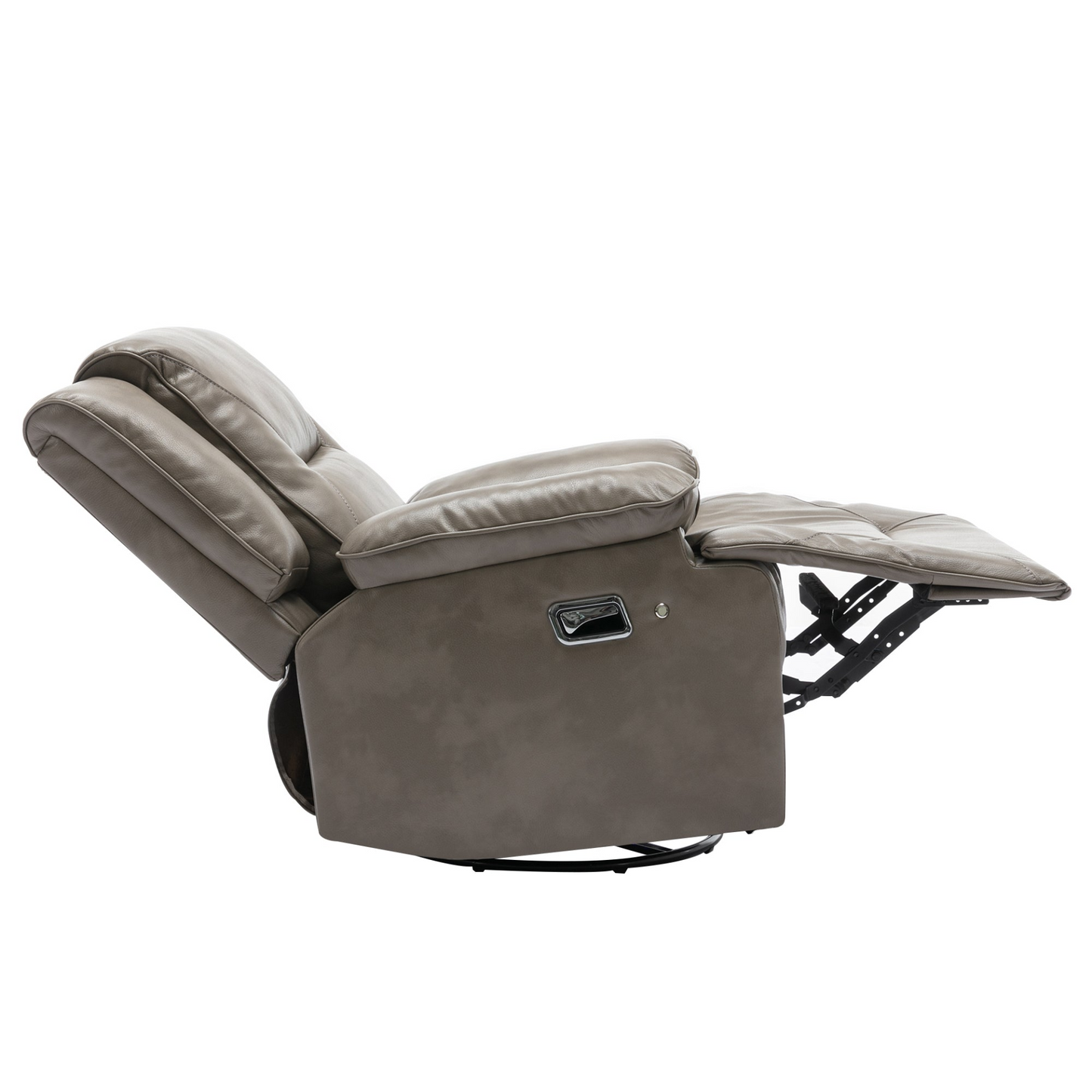 360° Swivel and Rocking Home Theater Recliner Manual Recliner Chair with a LED Light Strip for Living Room,Bedroom, Grey