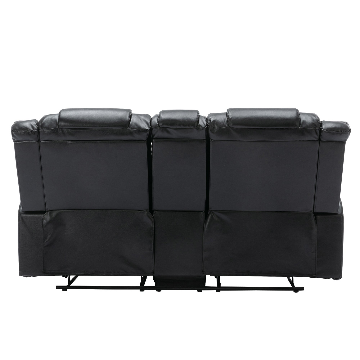 2 Seater Home Theater Recliner Manual Recliner Chair with a Storage Box and Two Cup Holders for Living Room,Bedroom, Black