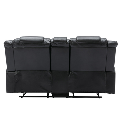 2 Seater Home Theater Recliner Manual Recliner Chair with a Storage Box and Two Cup Holders for Living Room,Bedroom, Black