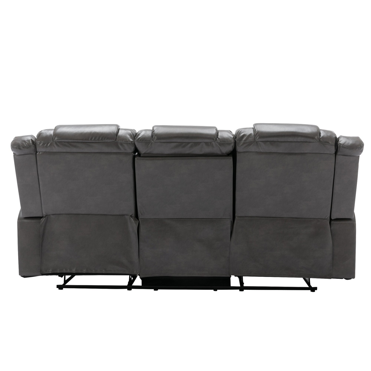 3 Seater Home Theater Recliner Manual Recliner Chair with Two Built-in Cup Holders for Living Room,Bedroom, Grey