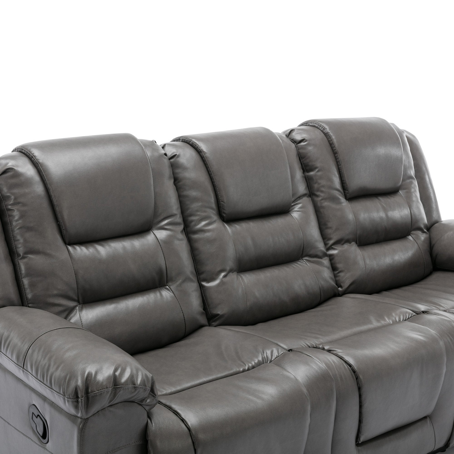 3 Seater Home Theater Recliner Manual Recliner Chair with Two Built-in Cup Holders for Living Room,Bedroom, Grey