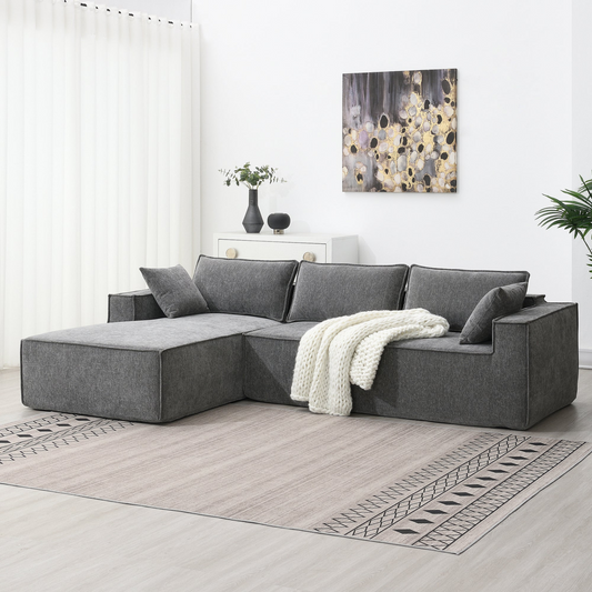 111.5*72"Minimalist Style Modular Sectional Sofa,Wrinkle-resistant Chenille Couch Set,L-Shaped Sleeper Sofa Bed for Living Room,2 PIC Free Combination,No Assembly Require,3 Colors