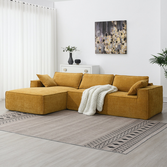 111.5*72"Minimalist Style Modular Sectional Sofa,Wrinkle-resistant Chenille Couch Set,L-Shaped Sleeper Sofa Bed for Living Room,2 PIC Free Combination,No Assembly Require,3 Colors