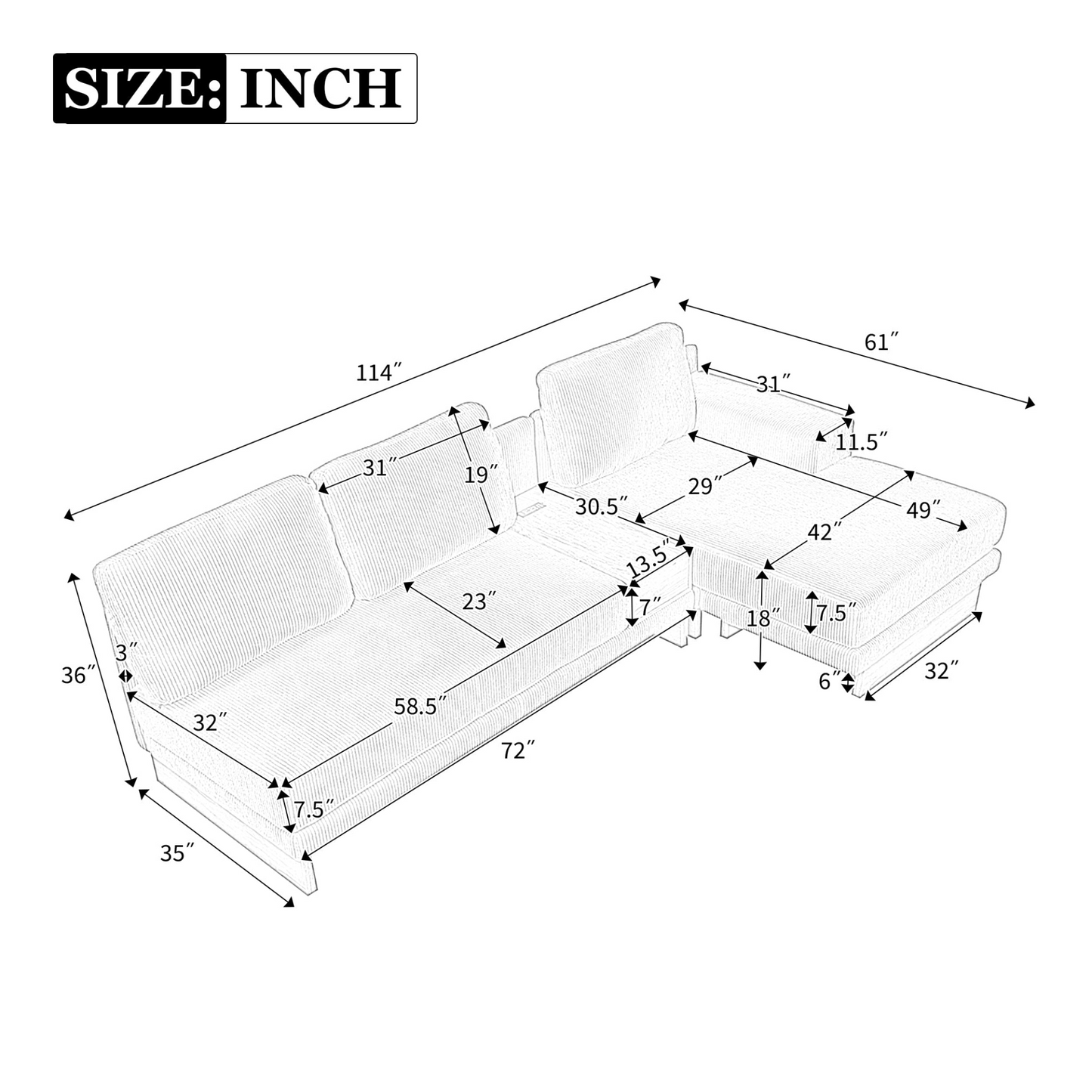 114" L-shaped Sofa Sectional Sofa with Two USB Ports and Two Power Sockets, a Storage Drawer and a Reversible Chaise Lounge for Living Room, Grey