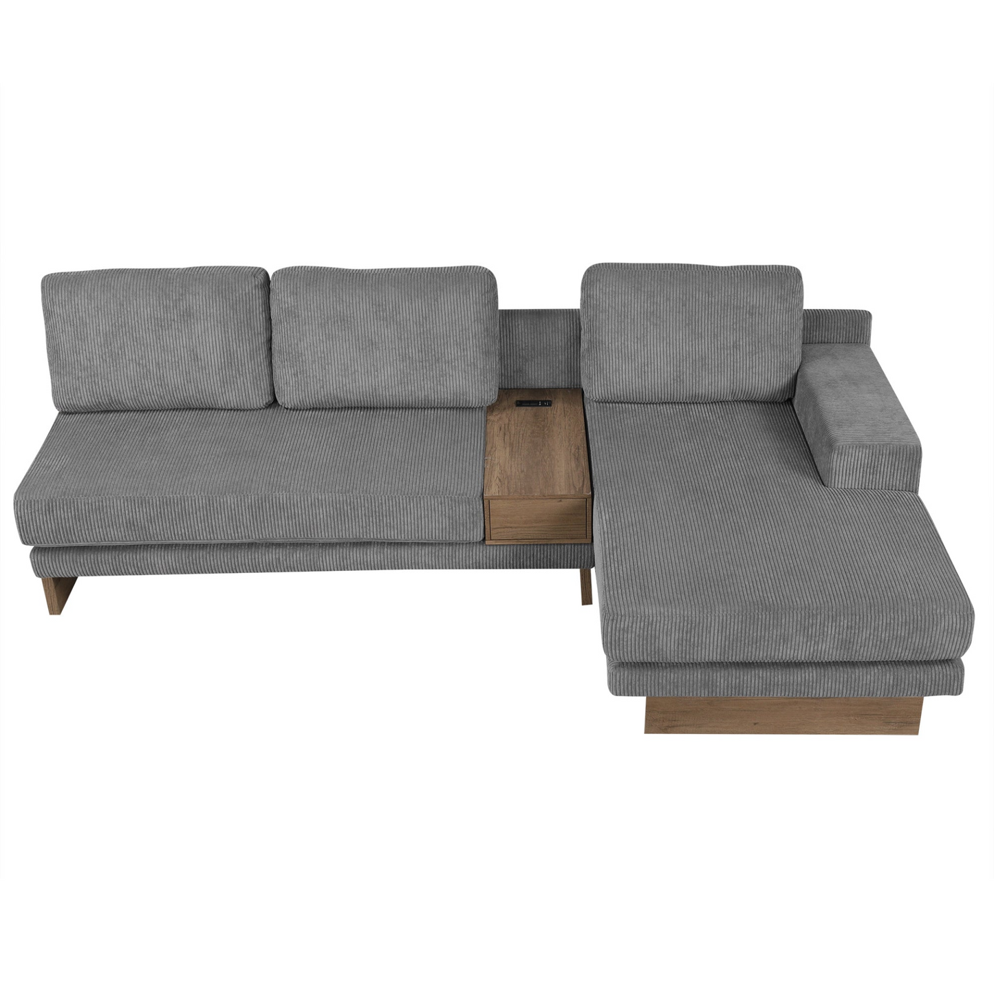 114" L-shaped Sofa Sectional Sofa with Two USB Ports and Two Power Sockets, a Storage Drawer and a Reversible Chaise Lounge for Living Room, Grey