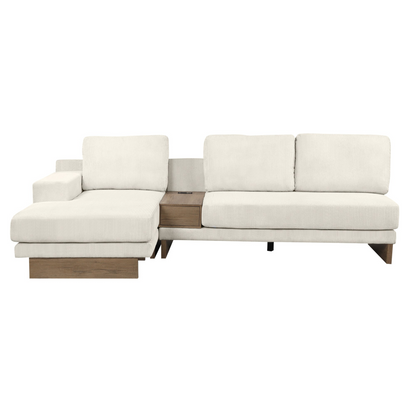 114" L-shaped Sofa Sectional Sofa with Two USB Ports and Two Power Sockets, a Storage Drawer and a Reversible Chaise Lounge for Living Room, Beige