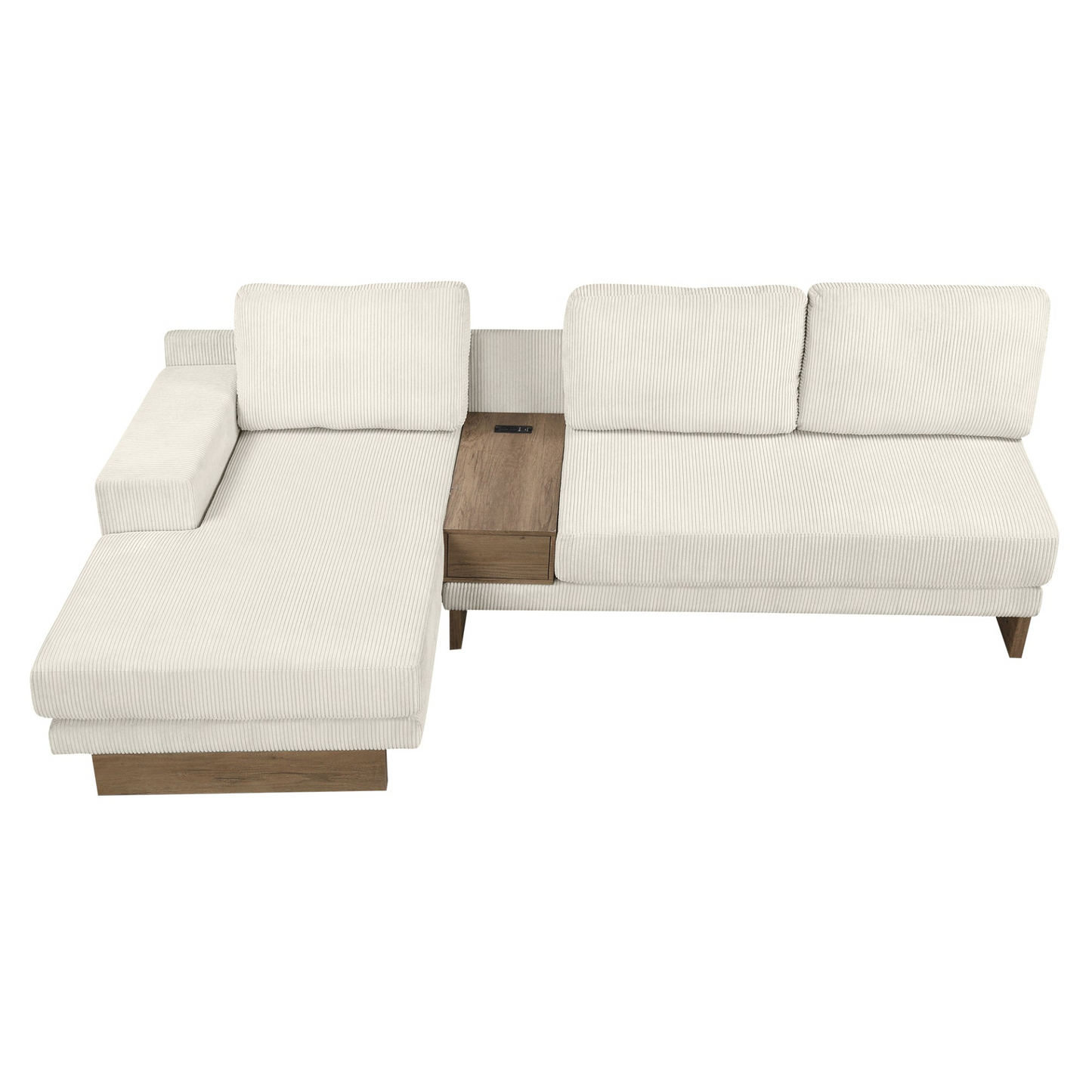 114" L-shaped Sofa Sectional Sofa with Two USB Ports and Two Power Sockets, a Storage Drawer and a Reversible Chaise Lounge for Living Room, Beige